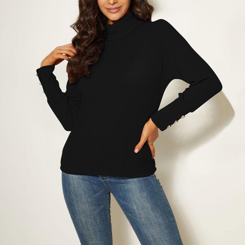 Women's Casual Turtleneck Knitted Sweater Long-sleeved Warm Top
