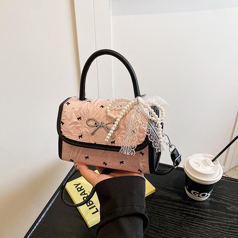 Polka Dot Bow Bag Women's 2025 New Fashion Personalized Underarm Small Square Bag Foreign Commuter Shoulder Oblique Span Bag