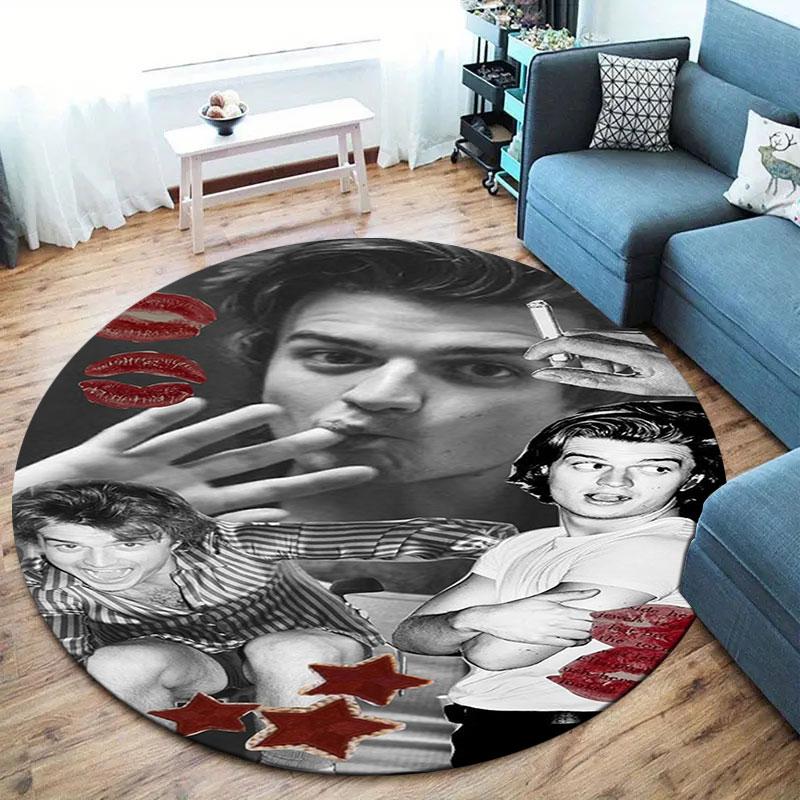 Joe Keery Round Area Rug,Carpet Rug for Living Room Bedroom Sofa Playroom Decor,Non-slip Floor Mat