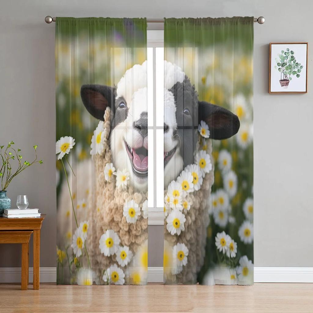 Весенний цветок эвкалипта лист растения прозрачные шторы для гостиной спальни детская комната тюлевые занавески для окон