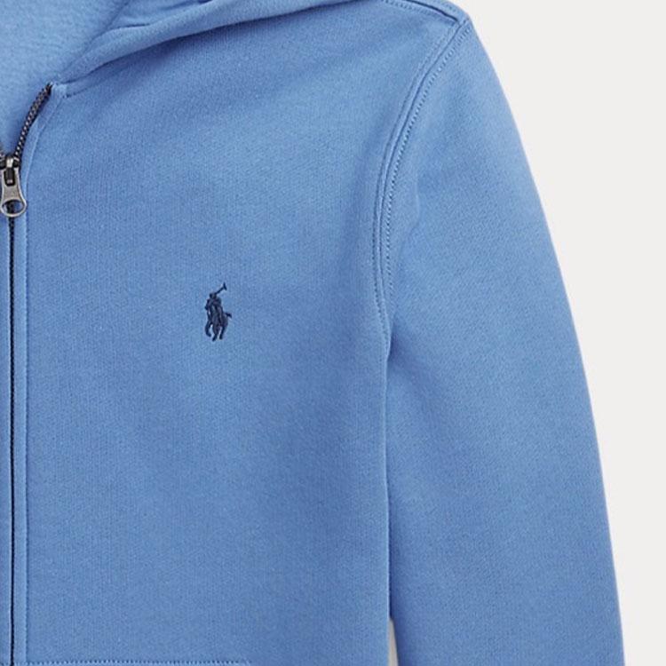 Polo Ralph Lauren Solid Color Zip-Up Hoodie Long Sleeve Kids Hoodies Blue 323799360-040