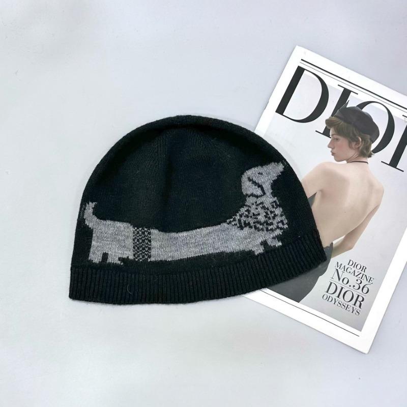 25 Новая шапка на раннюю осень, мужская и женская жаккардовая шапка, вязаная шапка, трендовая шерстяная шапка с вышивкой «Собачка-сосиска»