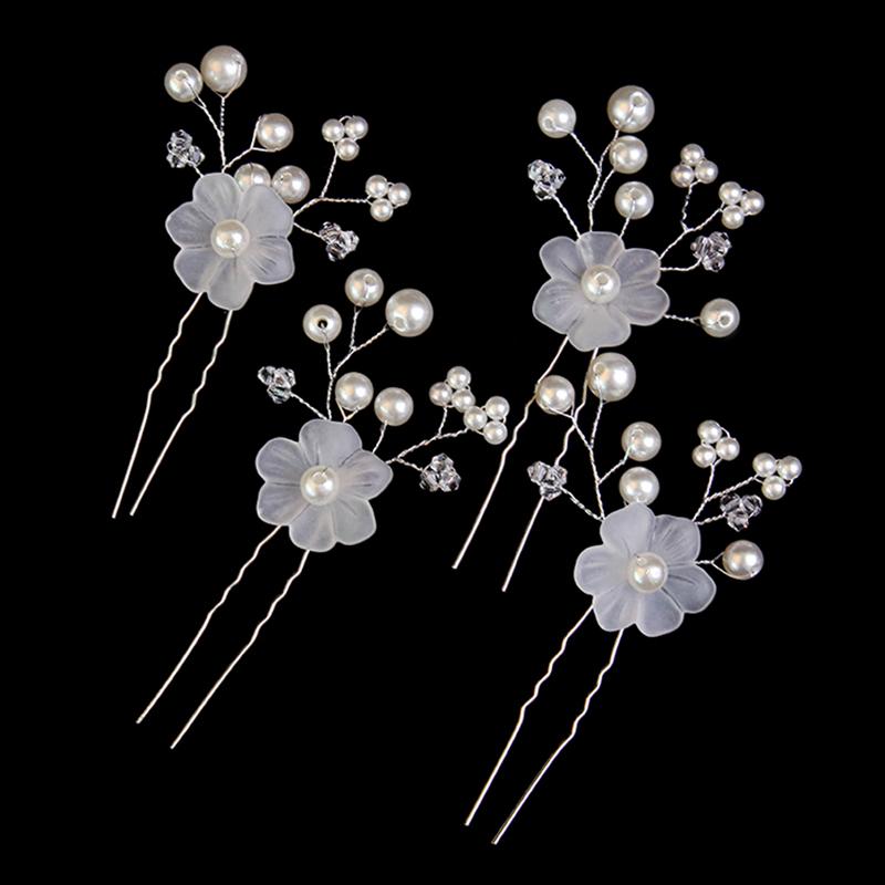 Корейский жемчужный свадебный головной убор, белые цветы, вставки для волос, свадебные украшения, маленькие шпильки