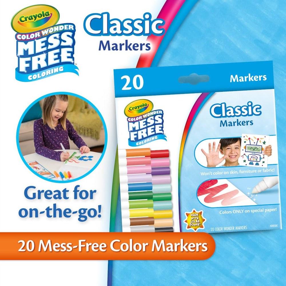 Набор маркеров Crayola Color Wonder 20 ярких маркеров, не оставляющих пятен, для детей и малышей от 3 лет