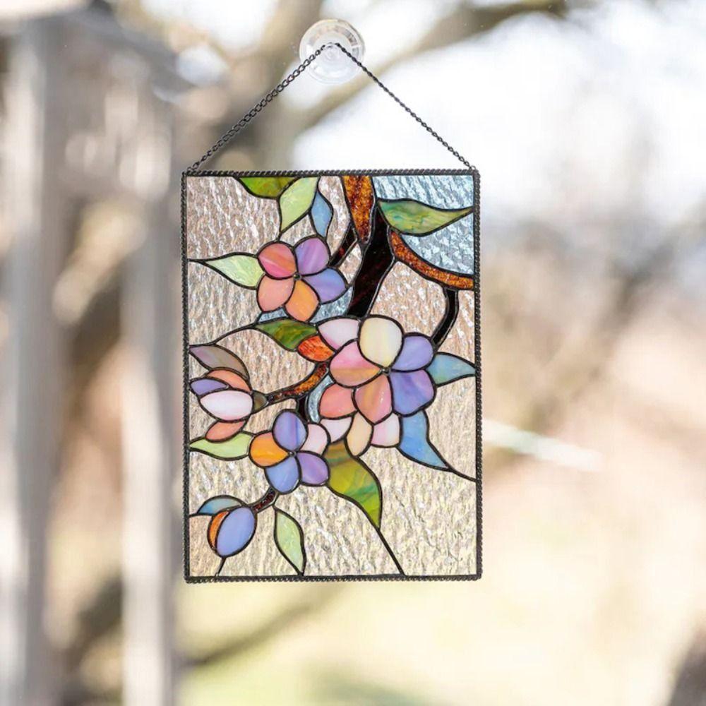 Flat Stained Window Panel Acrylic Hanging Stained Birds Panel Stained Suncatcher Home Decoration