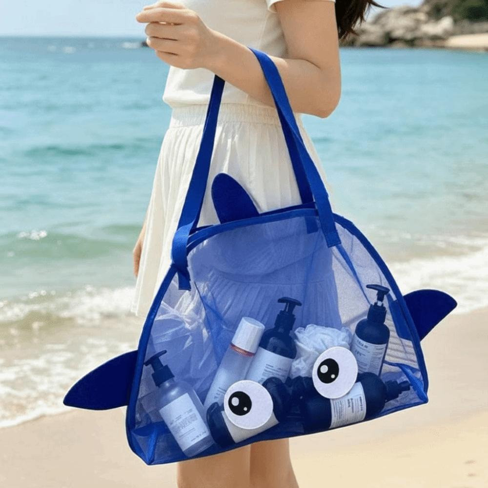 Large Capacity Summer Beach Bag Handheld Swim Toiletry Bag Mesh Bag Beach Travel Outdoor Sports