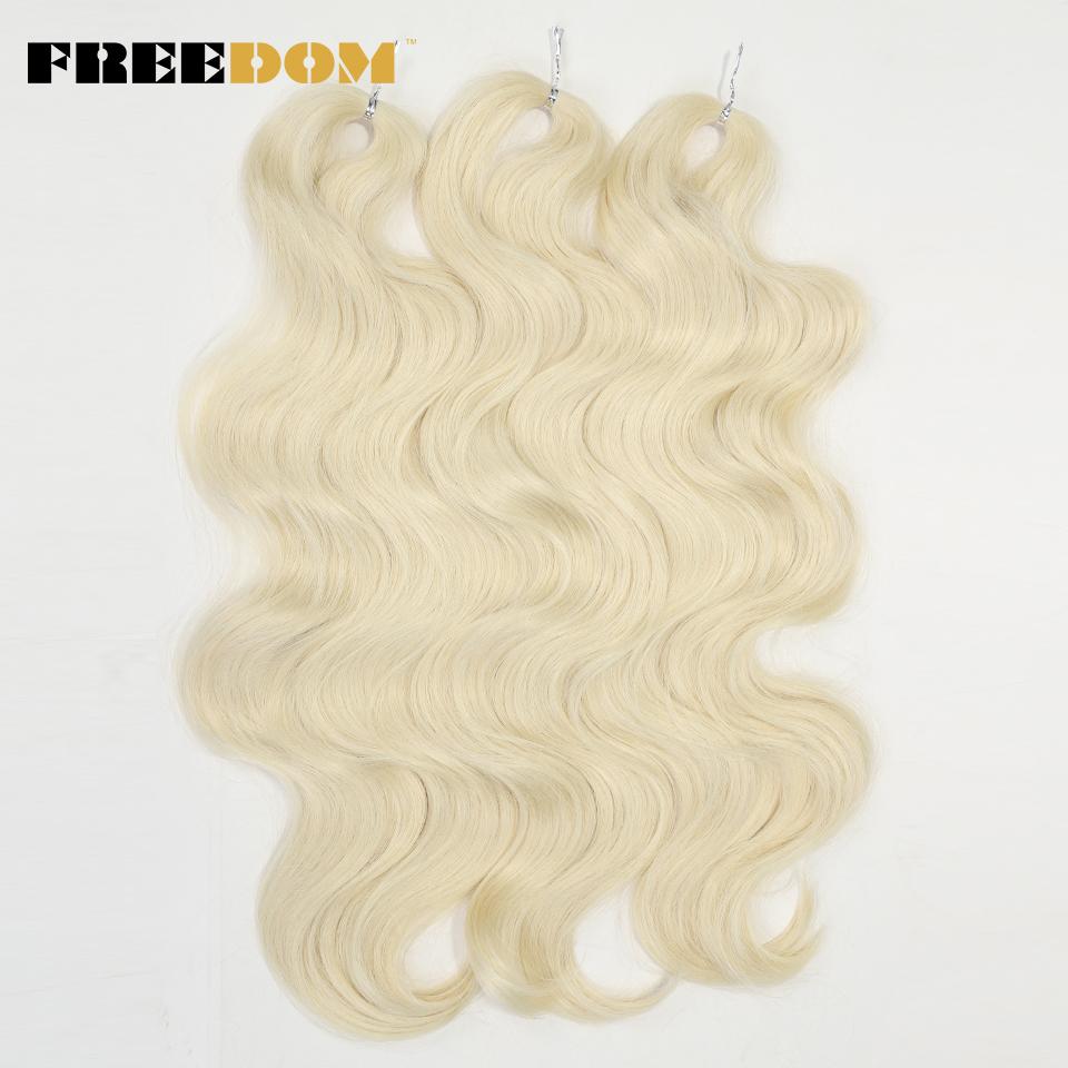 FREEDOM Синтетические Косы Крючком Body Wave 24 Дюйма 3 Пучка Косы для Плетения Искусственные Волосы Волнистые Омбре Коричнево-Блонд Вплетаемые Наращивания Волос
