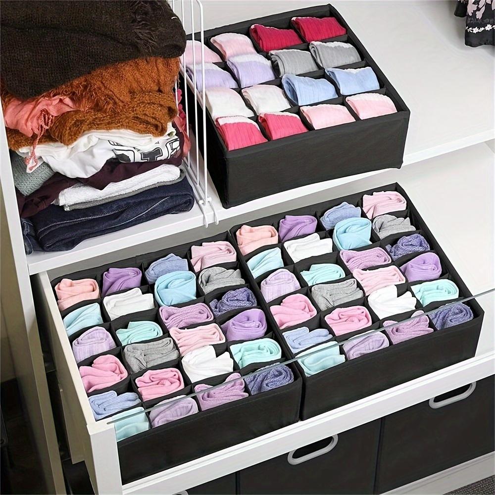 24-Cell Collapsible Organizer for Socks, Underwear, Ties, Accessories - Foldable, Mold-Resistant Fabric Storage Box Divider