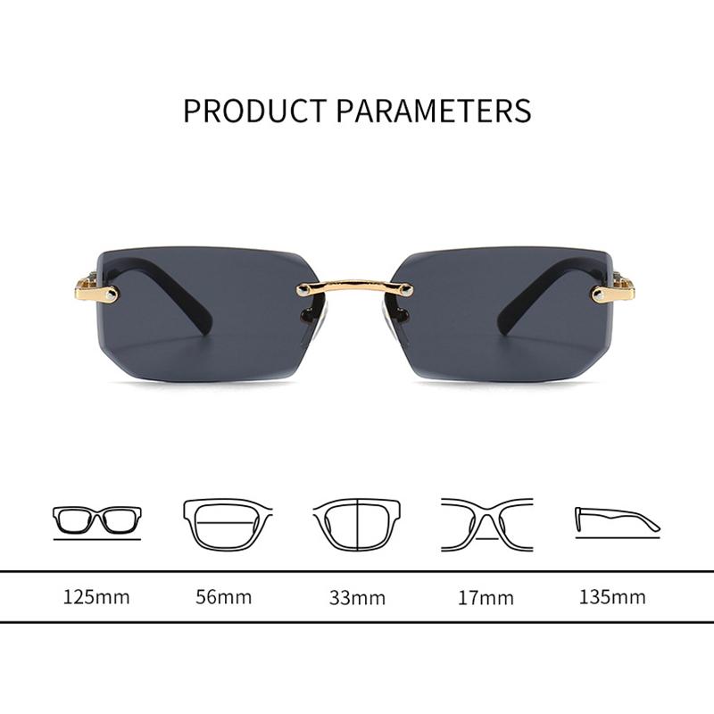 Солнцезащитные очки без оправы для мужчин, прямоугольные женские и мужские очки, маленькие квадратные солнцезащитные очки для женщин и мужчин, для пляжа, отпуска и путешествий
