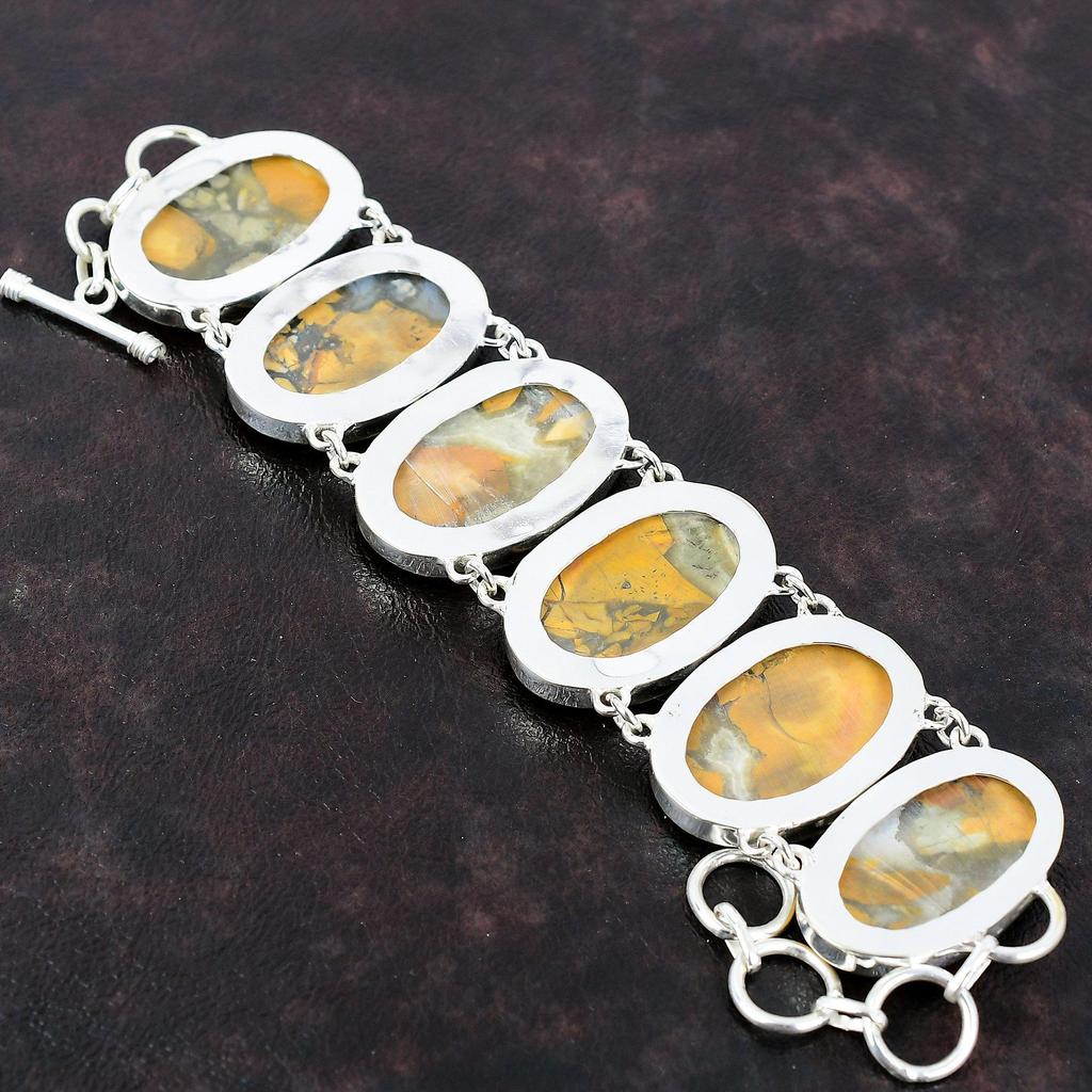 Браслет из яшмы Малигано, новый браслет ручной работы, браслет из стерлингового серебра 925 пробы, ювелирные изделия из драгоценных камней, регулируемый браслет-цепочка, подарок для невесты