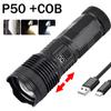 Most Powerful P50 FlashLight Flash Light 5 Modes Usb Zoom Led Torch Built-in 18650 Battery Camping Fishing Drop Shipping