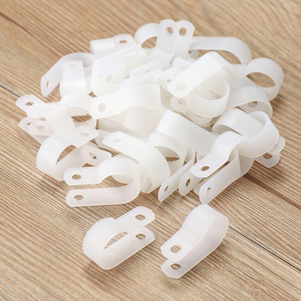 100PCS Durable Electrical Fittings Useful Hardware Nylon Cable Clamp Wiring Hose Fasteners R-Type Clip Pipe Mounting Fix