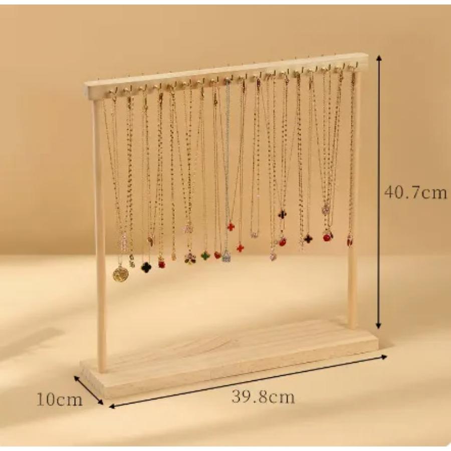Jewelry Organizer Display Stand Wood Necklace Hanging Countertop Rack for Chains Earrings Bracelets Showcase Storage Rack