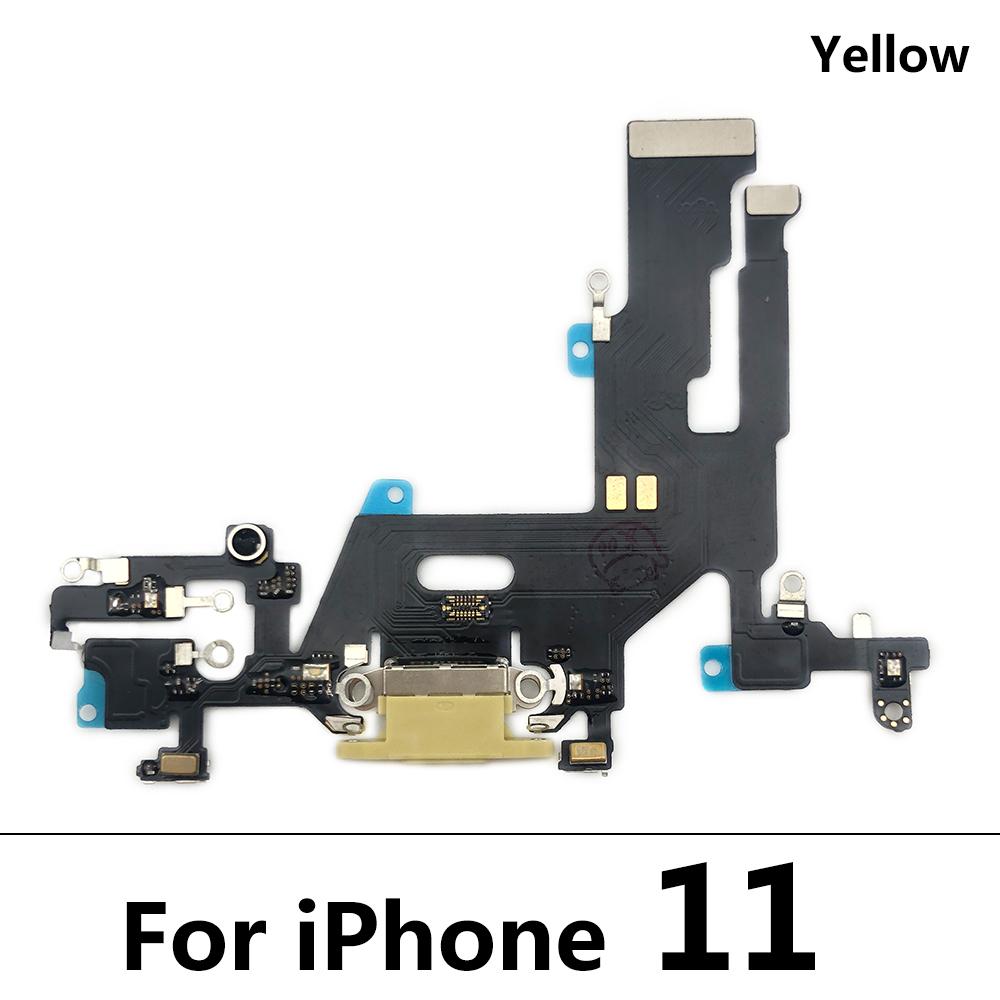 Запасная плата разъема зарядки с шлейфом для серии iPhone 11 - Порт USB для зарядки и микрофон (Копия № ИС)