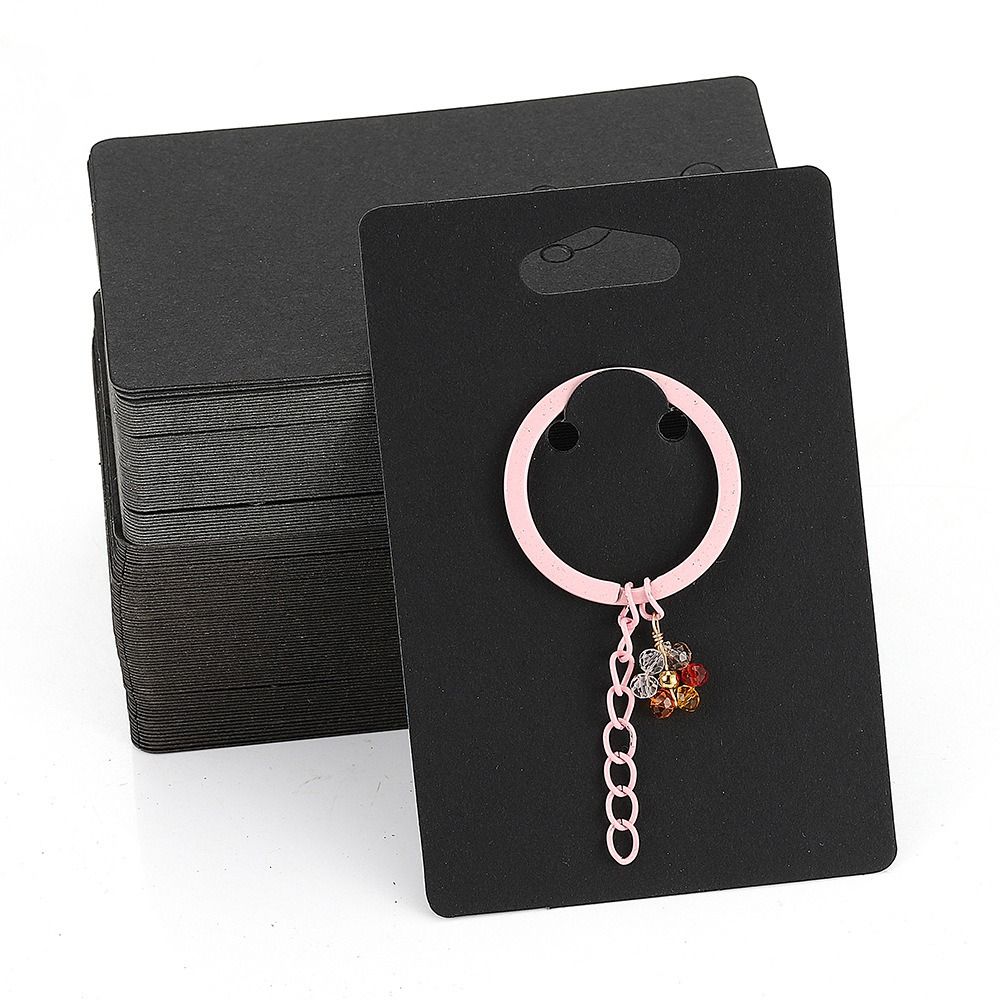 50PCS Black White Keyring Display Cards Dualsides Blank Jewelry Holder Key Chains