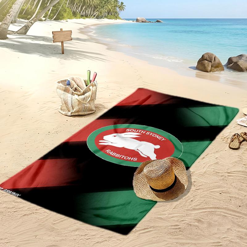 South Sydney Rabbitohs Print Beach Towel Soft Portable Quick?dry Towel For Pool Summer Vacation Outdoor Sport