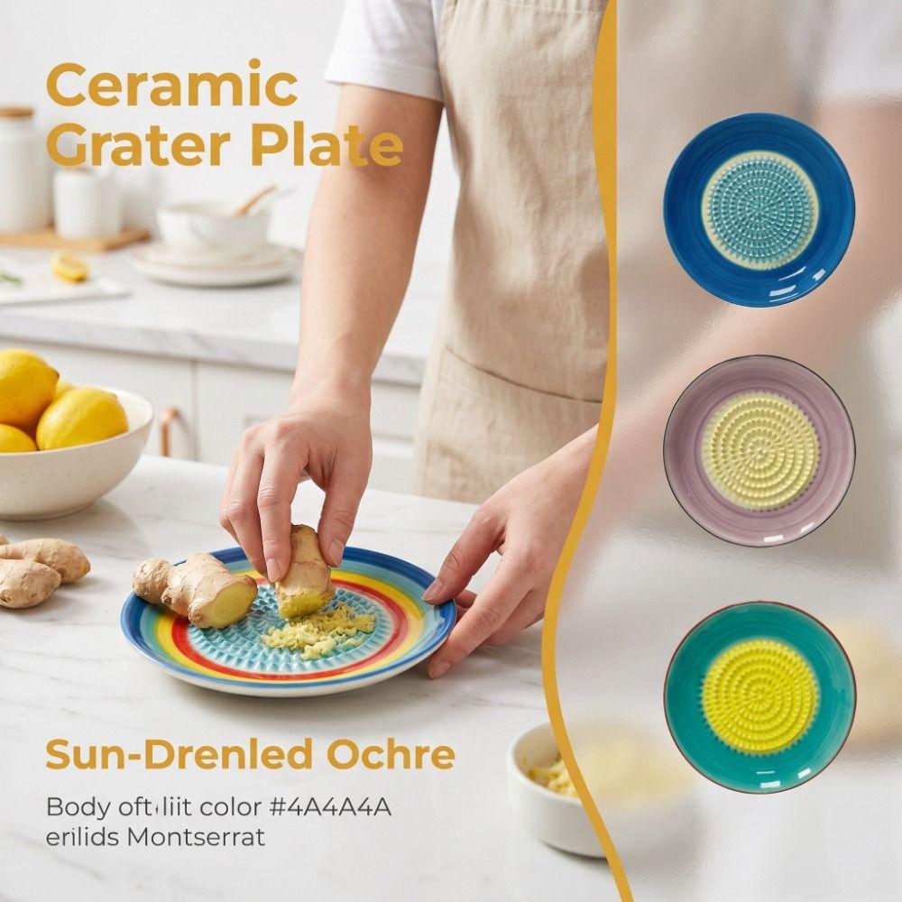 Non-Slip Ceramic Ginger Grater Easy Clean Fruit Grinding Tool Manual Garlic Masher  Tomato Grating