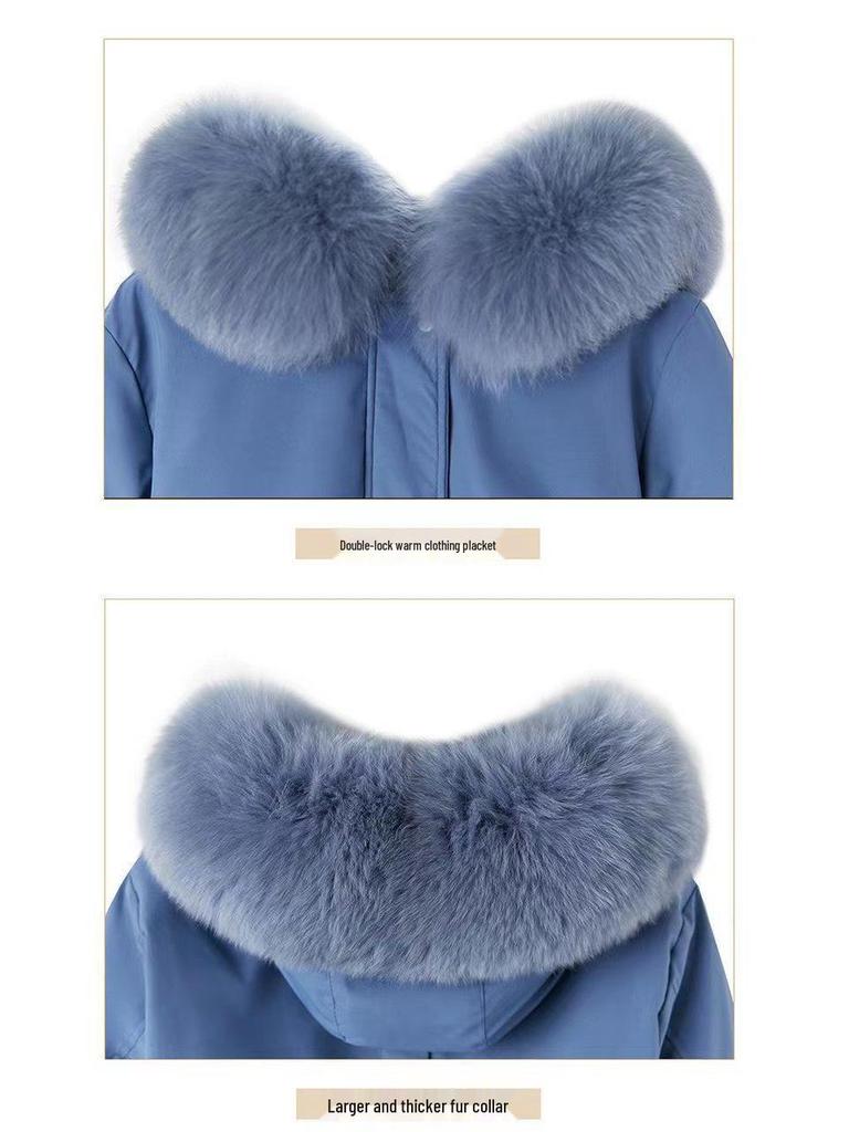 Женское длинное зимнее пальто в корейском стиле - Свободная куртка большого размера на пуху и хлопке