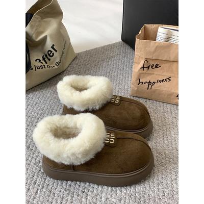 Зимние новые теплые сноубутсы на толстой подошве, женские универсальные короткие ботинки 3417