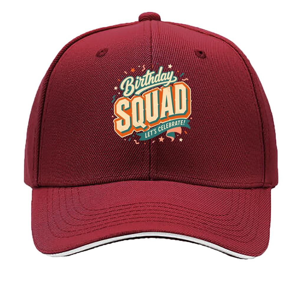 Birthday Squad Retro Block Letter De Sandwich Baseball Cap Sun Cap Outdoor Workouts Hat