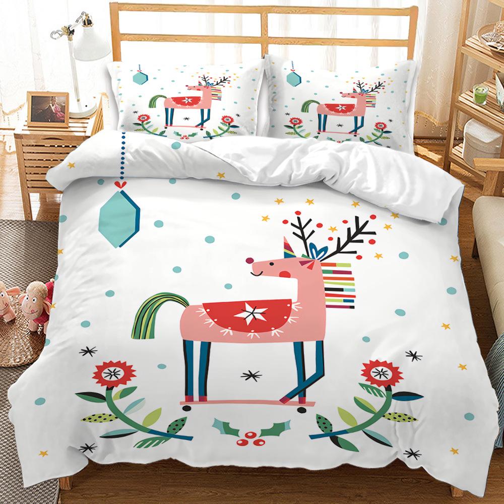 Комплект постельного белья с 3D мультяшными животными, пододеяльник из микрофибры, 2/3 шт. DE135 * 200, мягкое и легко чистящееся домашнее украшение для детской комнаты
