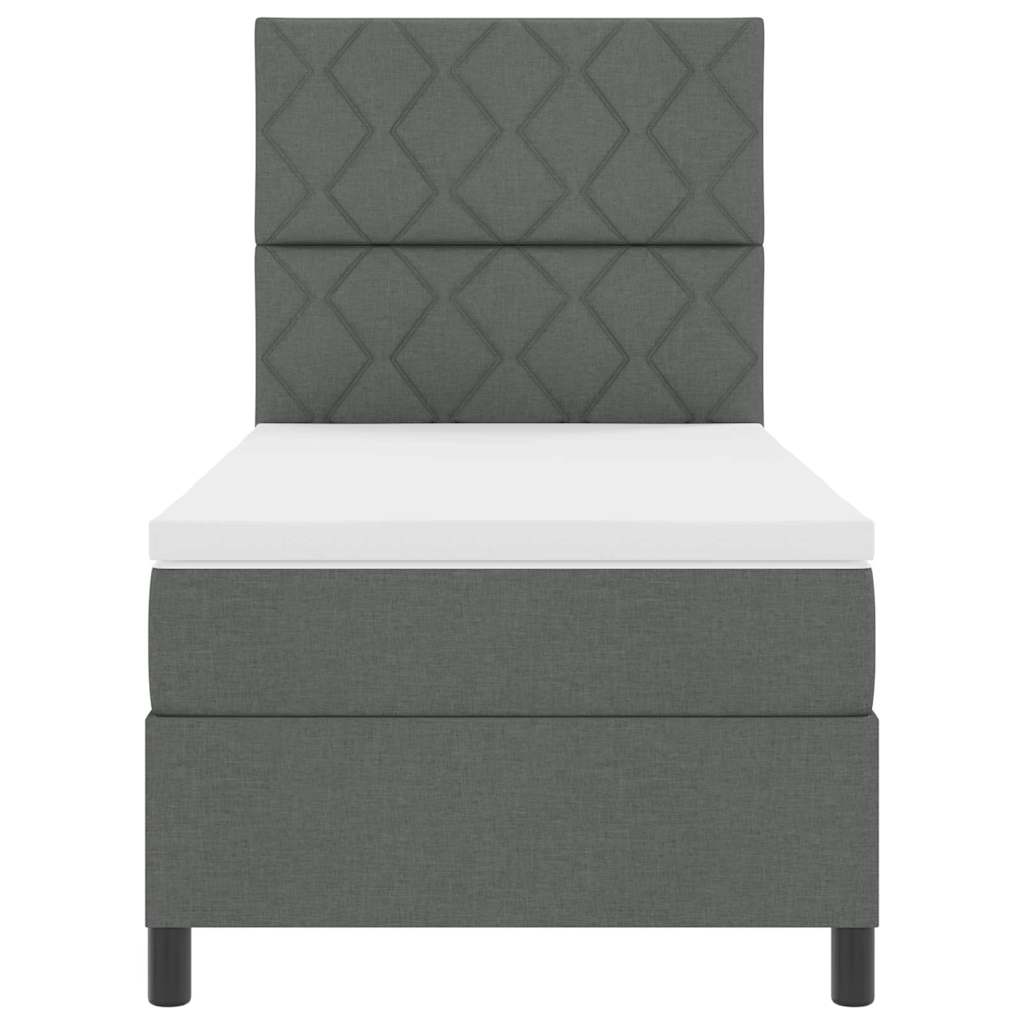 Boxspring Bed with LED Light Strips Dark Gray 90 x 200 cm Fabric