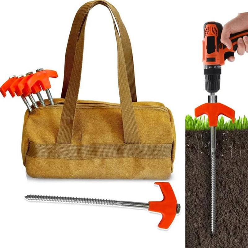 4Pcs Screw Anchor Tent Stakes 20Cm Carbon Steel Tent Pegs Spike Hook Camping Tent Nail Spiral Screw With Hex Socket Stakes