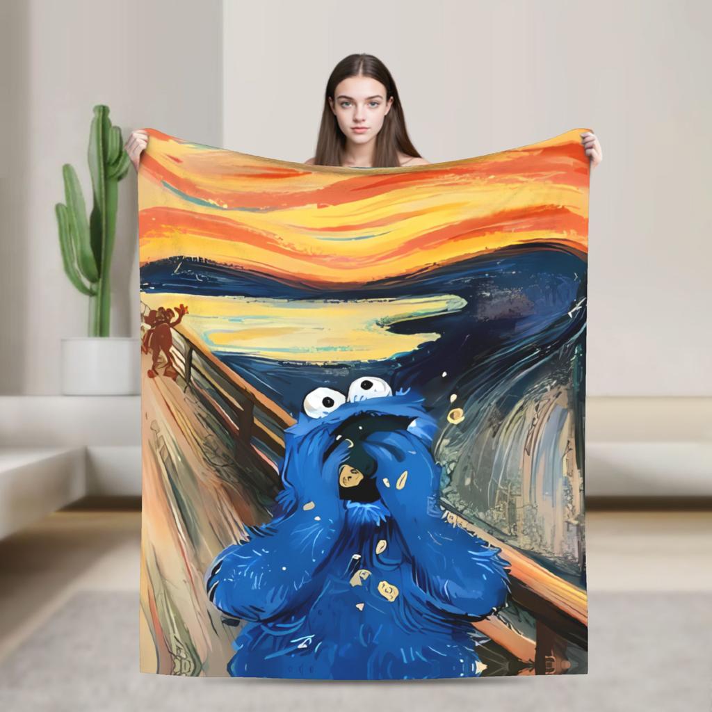 Pink Characters Sesames Streets Cartoon Warm Blanket  Picnic Plush Throw Blanket Fashion Flannel Bedspread Sofa Bed Cover