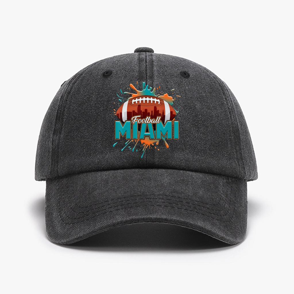 1 шт. Бейсболка с принтом "MIAMI" Унисекс Ретро Вываренная Потертая Солнцезащитная шляпа Уличный Модный Аксессуар Шляпа для Мужчин и Женщин