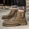 Высококачественные зимние повседневные кожаные ботинки на платформе для мужчин, дизайнерская повседневная рабочая обувь, высокие ботильоны в британском стиле