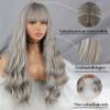 MISS WIG Grey Wig Long Wavy Wig with Bangs Synthetic Fiber Long Water Wave Wig for Women Daily Wear