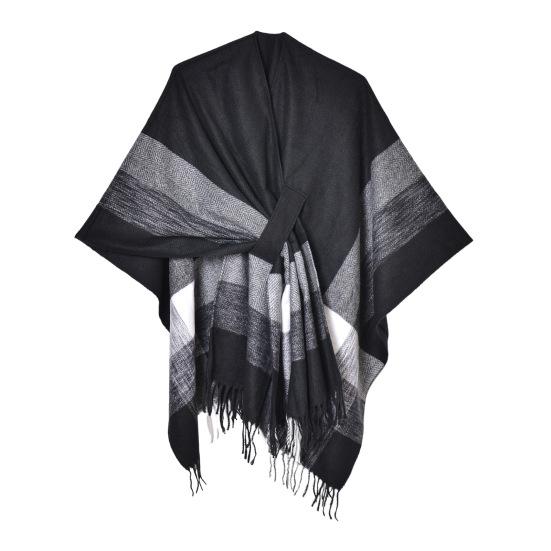 Шаль шарф с цветным полосатым принтом имитация кашемира накидка вечерняя одежда свадьба теплый зимний шарф