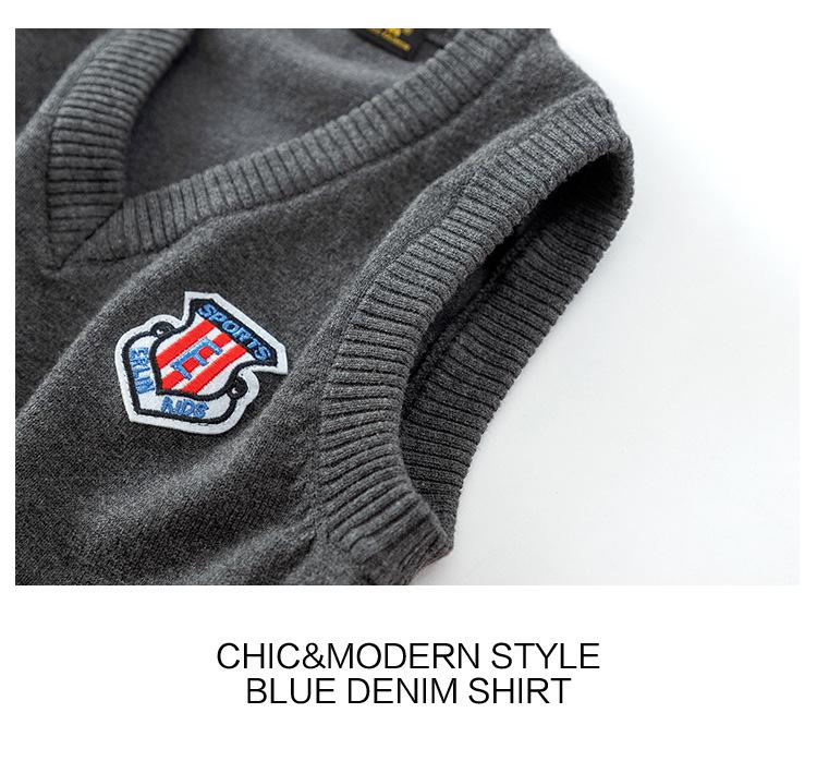 Вязаный жилет-свитер для корейских детей на осень 2025 года - стиль колледжа для девочек и мальчиков