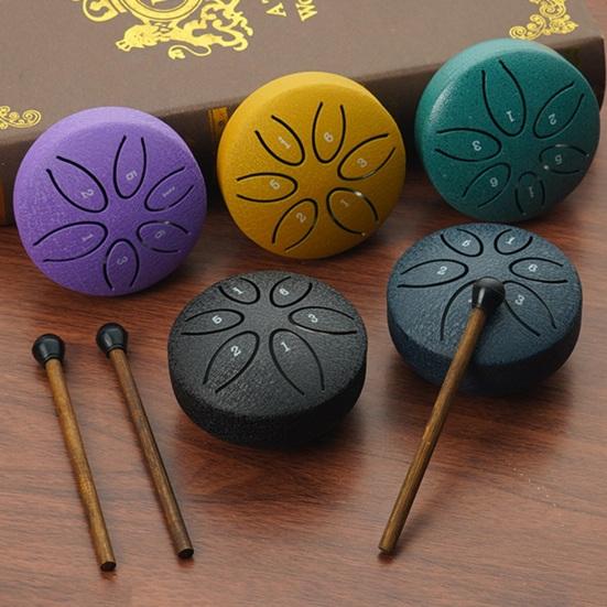 Стальной язычковый барабан 3 дюйма 6 нот уличный садовый колокольчик для чакры мини-барабан маленький эфирный ручной барабан с колотушкой для дзен-йоги