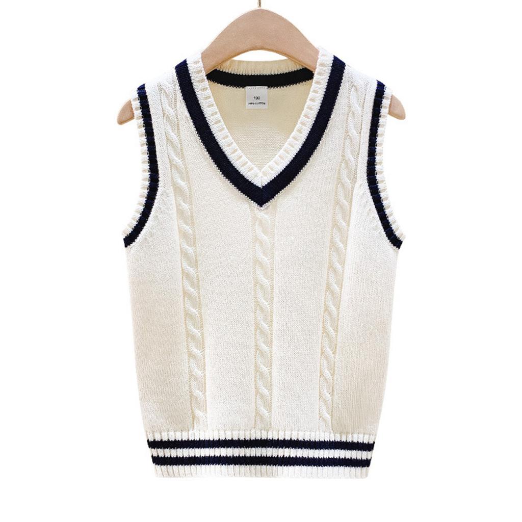 Boys Girls V Neck Sweater Vest Kids Unisex School Casual Sleeveless Waistcoat