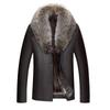 Новое зимнее мужское пальто со встроенным мехом, одежда из натуральной кожи, короткая кожаная куртка со съемным большим меховым воротником, модное мужское пальто