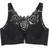Gathered Adjustable Wire-Free Front-Hook Plus Size Bra with Large Cup and Rose Beautiful Back Lace Sexy Lingerie