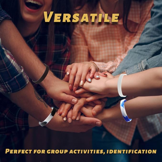 Waterproof ID Rubber Bracelets 14 Count - Silicone Rubber Wristbands for Events (14 Mix Color)