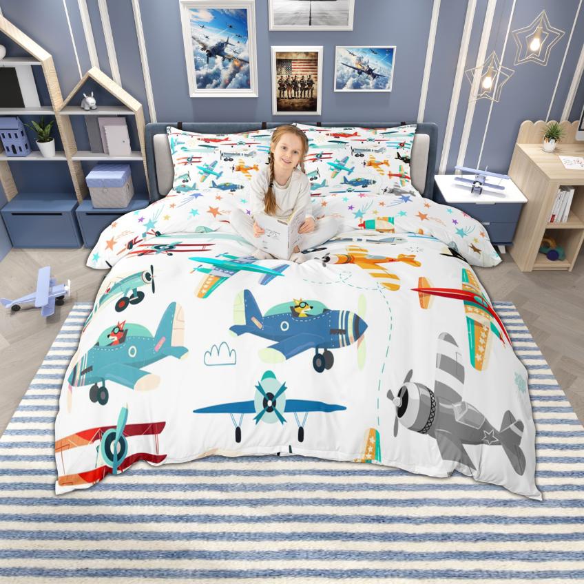 Homewish Мультяшный Автомобильный Комплект Пододеяльника Для Детей Мальчиков 2 шт./3 шт. Полицейская Машина Грузовик Трактор Постельное Белье Строительная Техника Комплект Постельного Белья