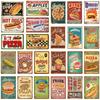Hot Dogs Burgers Pizza Metal Signs Bar Wall Decoration Tin Sign Vintage Metal Signs Home Decor Painting Plaques Art Poster YJ173