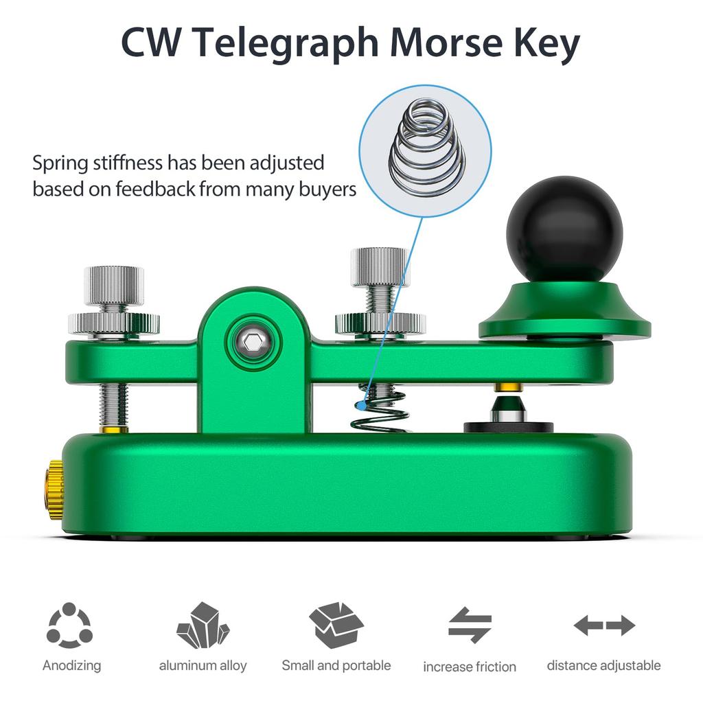 PUTIKEEG Мини-ключ азбуки Морзе Машина для отработки навыков азбуки Морзе CW Ключ азбуки Морзе из алюминиевого сплава Радиопередача телеграммы Простая регулировка Магнитное основание