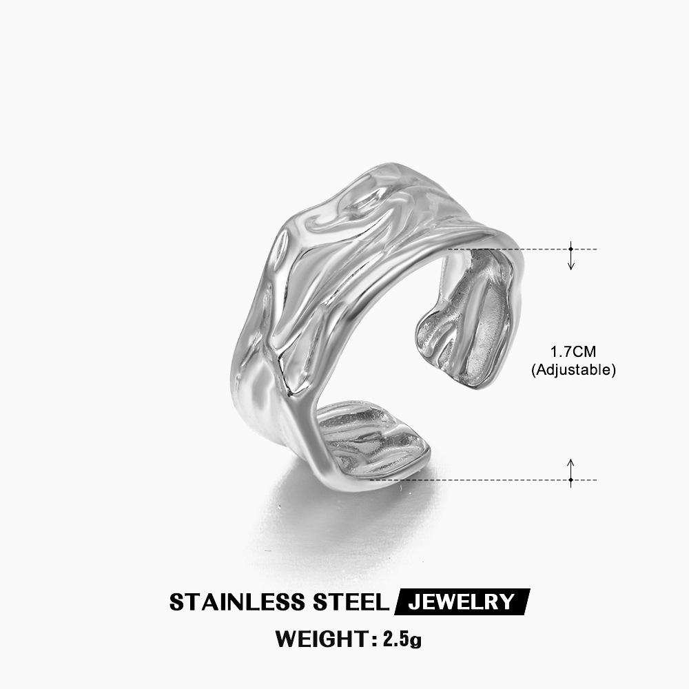 LATS Multiple Styles Stainless Steel Geometric Texture Wide Rings for Women Men Irregular Gold Wedding Ring Punk Jewelry