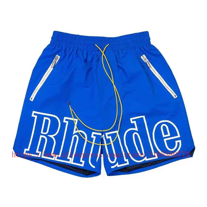 Новейший стиль RHUDE Мужские Повседневные Шорты Хип-Хоп Эластичный Пояс Шнурок Карман на Молнии Летние Уличные Пляжные Шорты для Отдыха