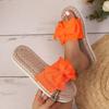 Women Slippers 2025 New Casual Home Slippers Cute Linen Slides Women Summer Bow-knot Soft Floor Sandals Indoor Flat Shoes