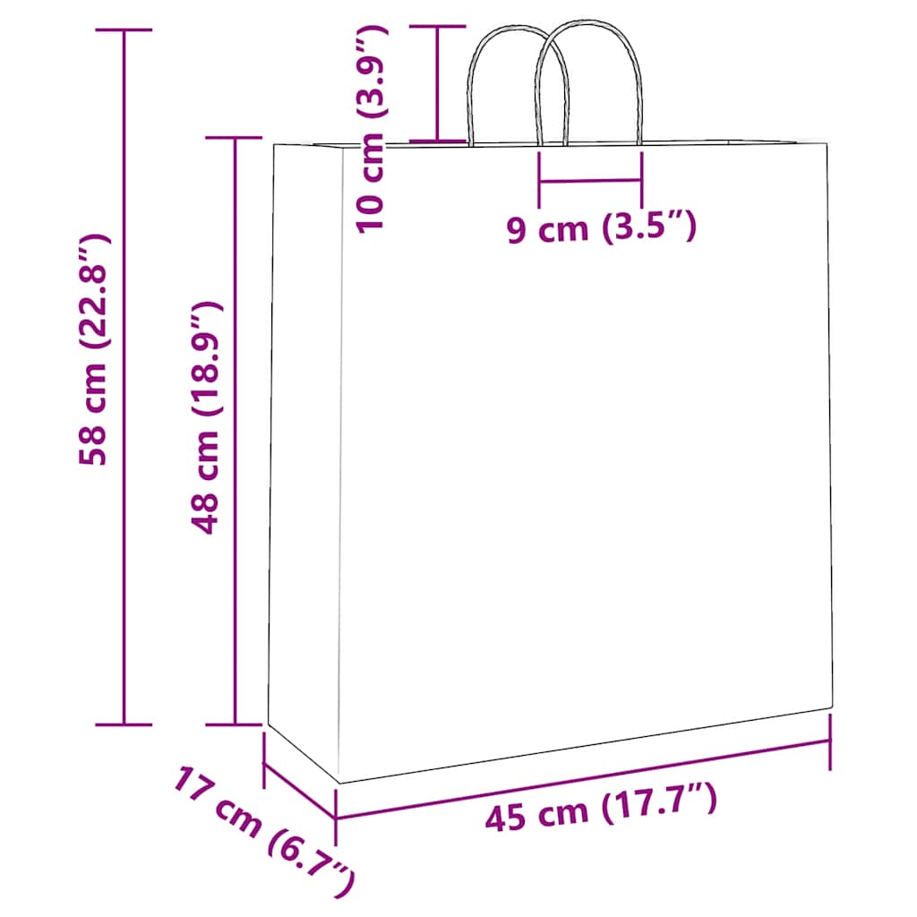 Paper Shopping Bags 250 pcs with Handles Brown 45 x 17 x 48 cm