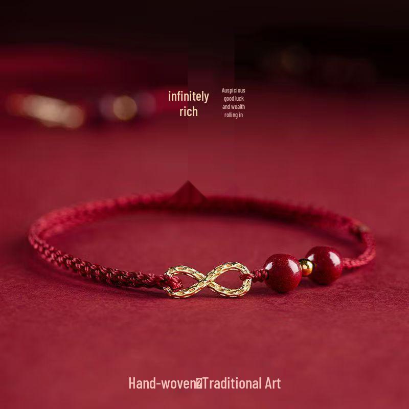Handwoven Infinite Luck Red String Bracelet/Anklet for Partial Wealth & Good Fortune - Perfect for Couples