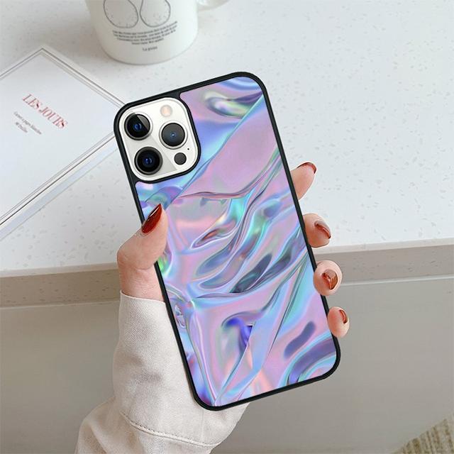 Переливающийся голографический арт чехол для телефона для iPhone 17 Air 14 15 16 13 12 Чехол для Apple Pro Max 6S Plus Coque