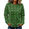 Women's Casual Long Sleeve Christmas Print Crewneck Sweatshirt Top for Holiday Wear