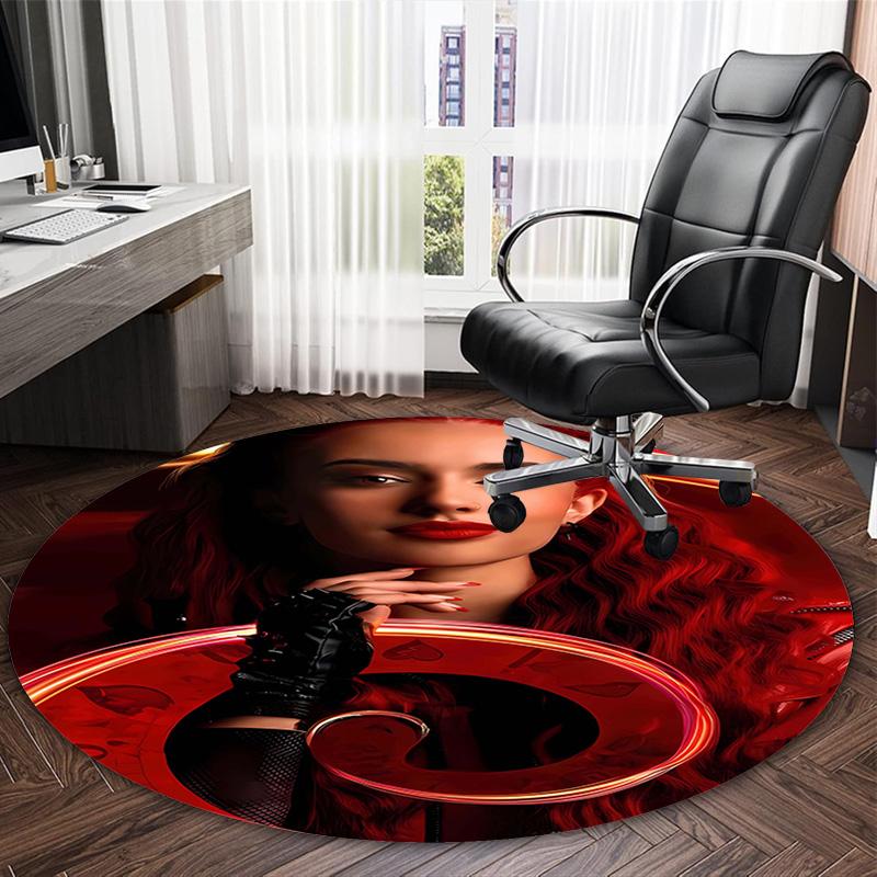 1pc Descendants The Rise of Red1 Print Round Carpet Chair Round Carpet Suitable for Bedroom Living Room Home Decorative Carpet