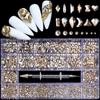 21/24 Grid Luxury Rhinestone Nail Art Jewelry Set Glass Nail Crystals Box Cristales Original 3D Flat Glass Shaped Nail Gems